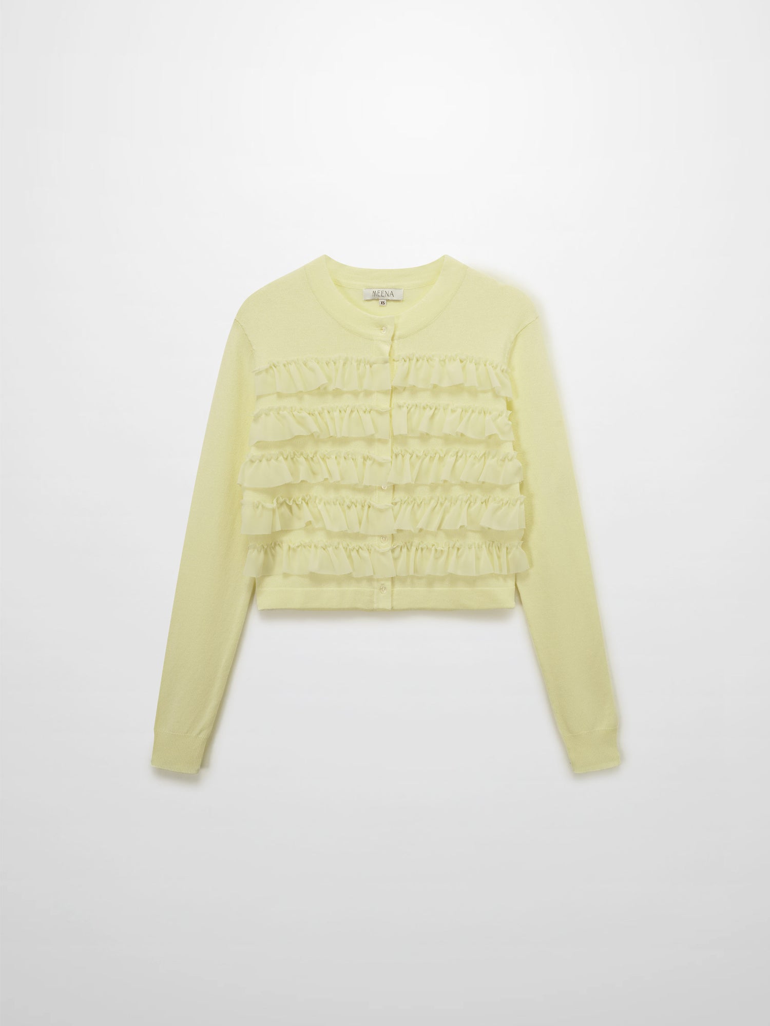 Ruffle Design Cardigan-Butter