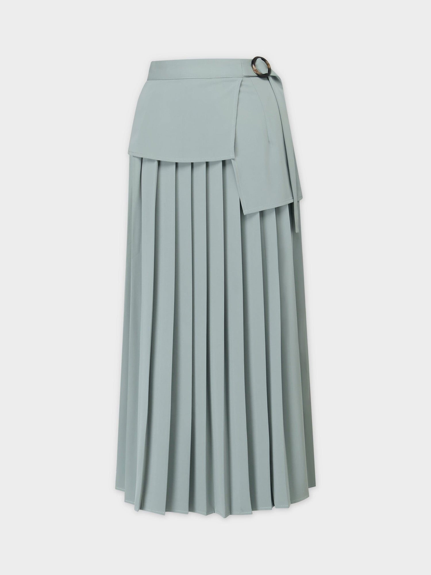 BUCKLE PLEATED SKIRT-SAGE