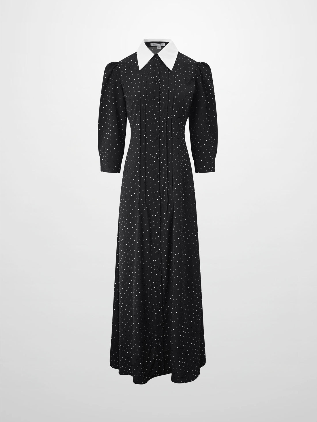 Collared Ruched Back Shirtdress-Polka Dot