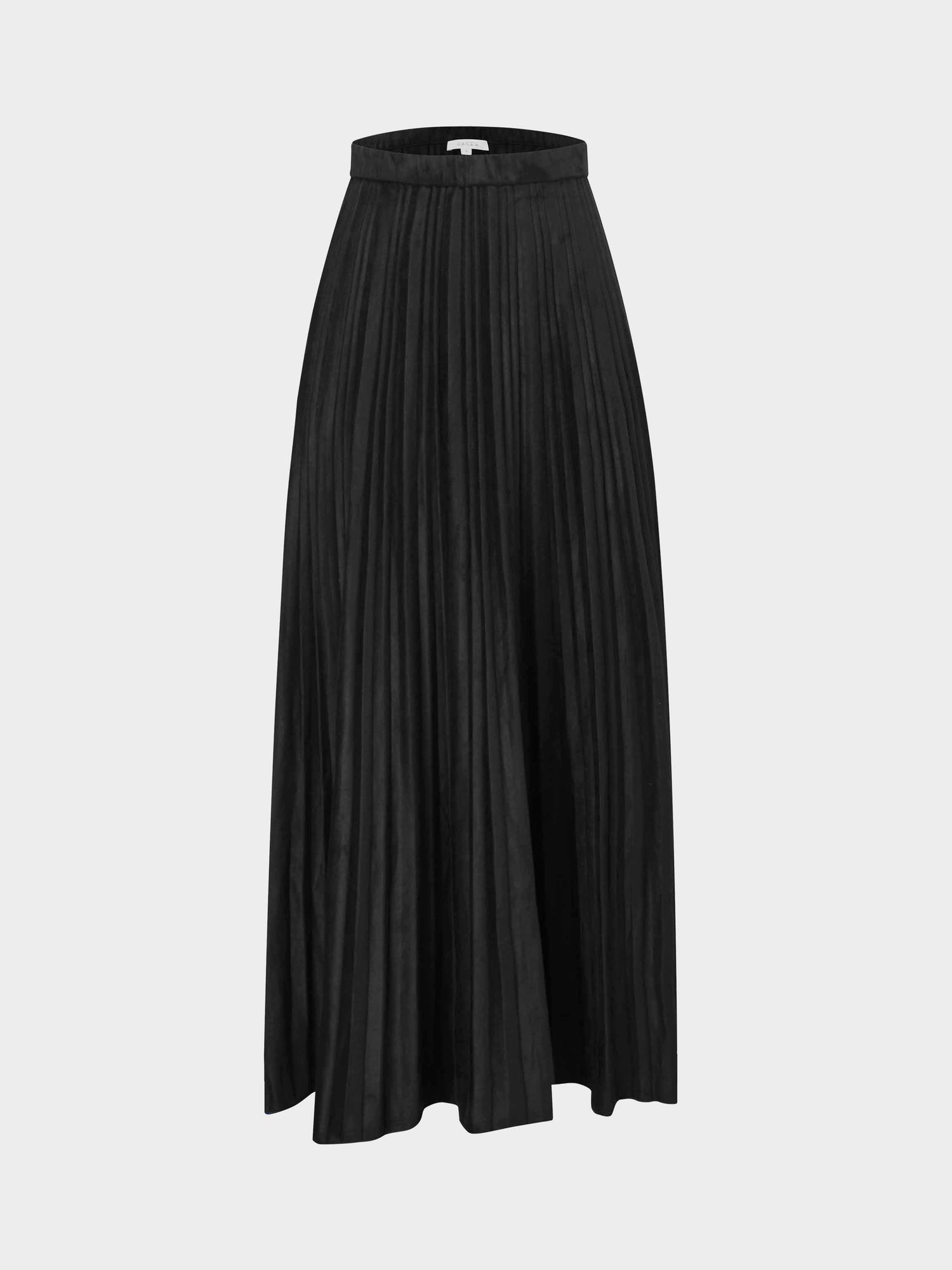 Pleated Suede Skirt 37&quot;-Black