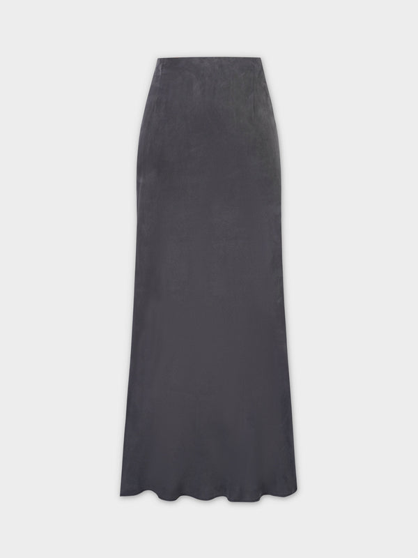 Cupro Slip Skirt-Black