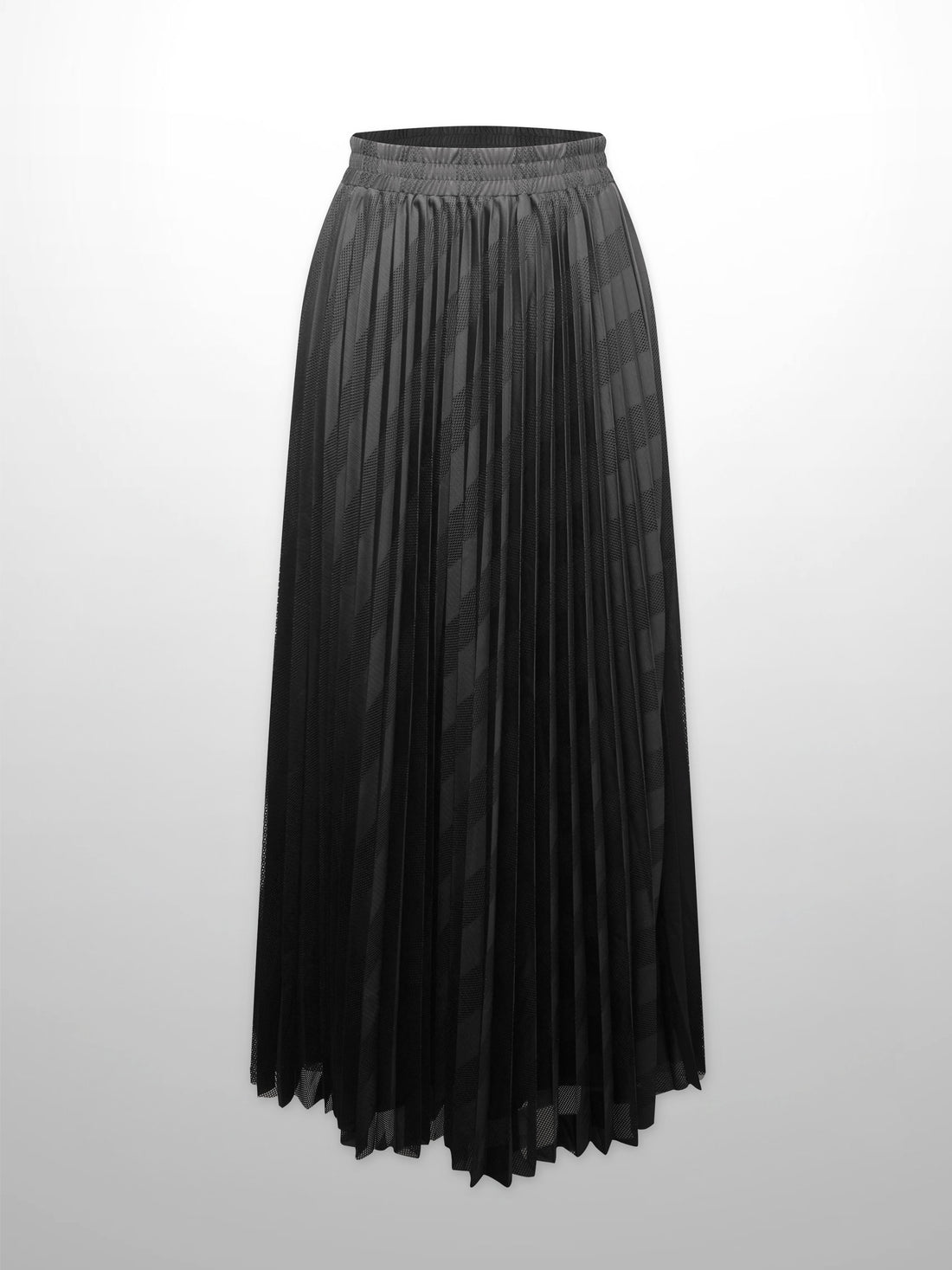 Perforated Pleated Skirt-Black