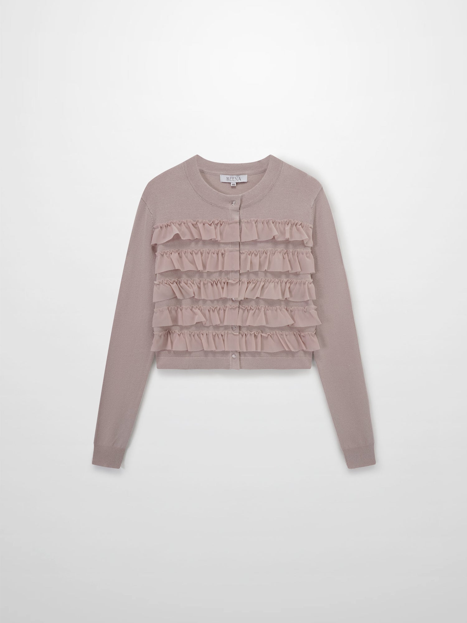 Ruffle Design Cardigan-Mauve