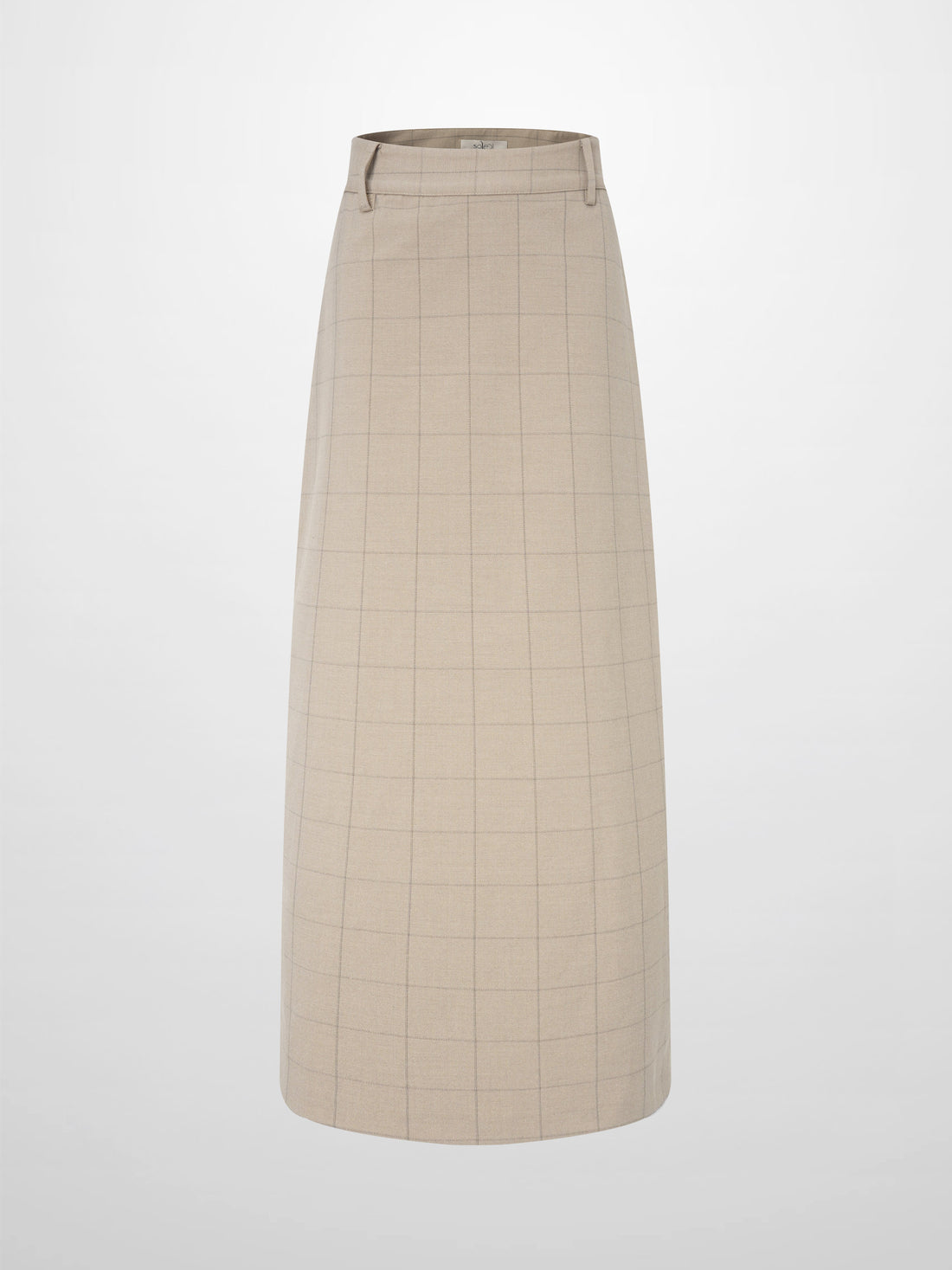 Straight Maxi Skirt - Tan Windowpane