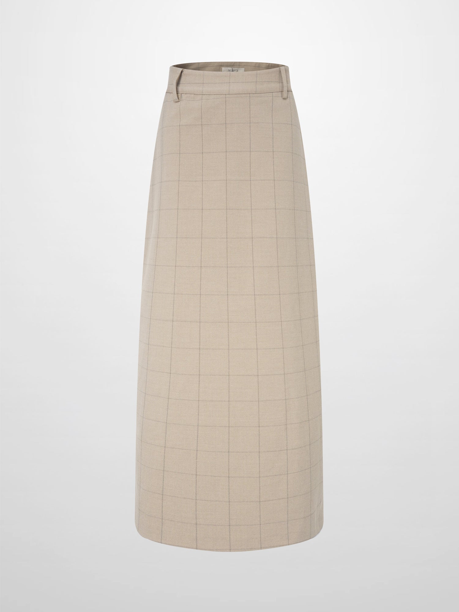 Straight Maxi Skirt - Tan Windowpane