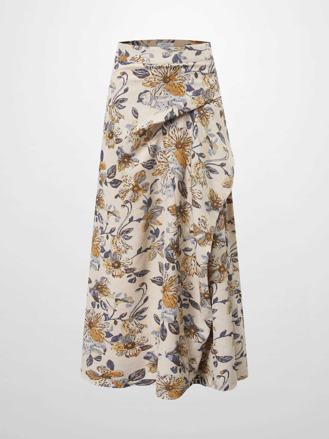 Gathered Overlay Skirt-Oatmeal Floral