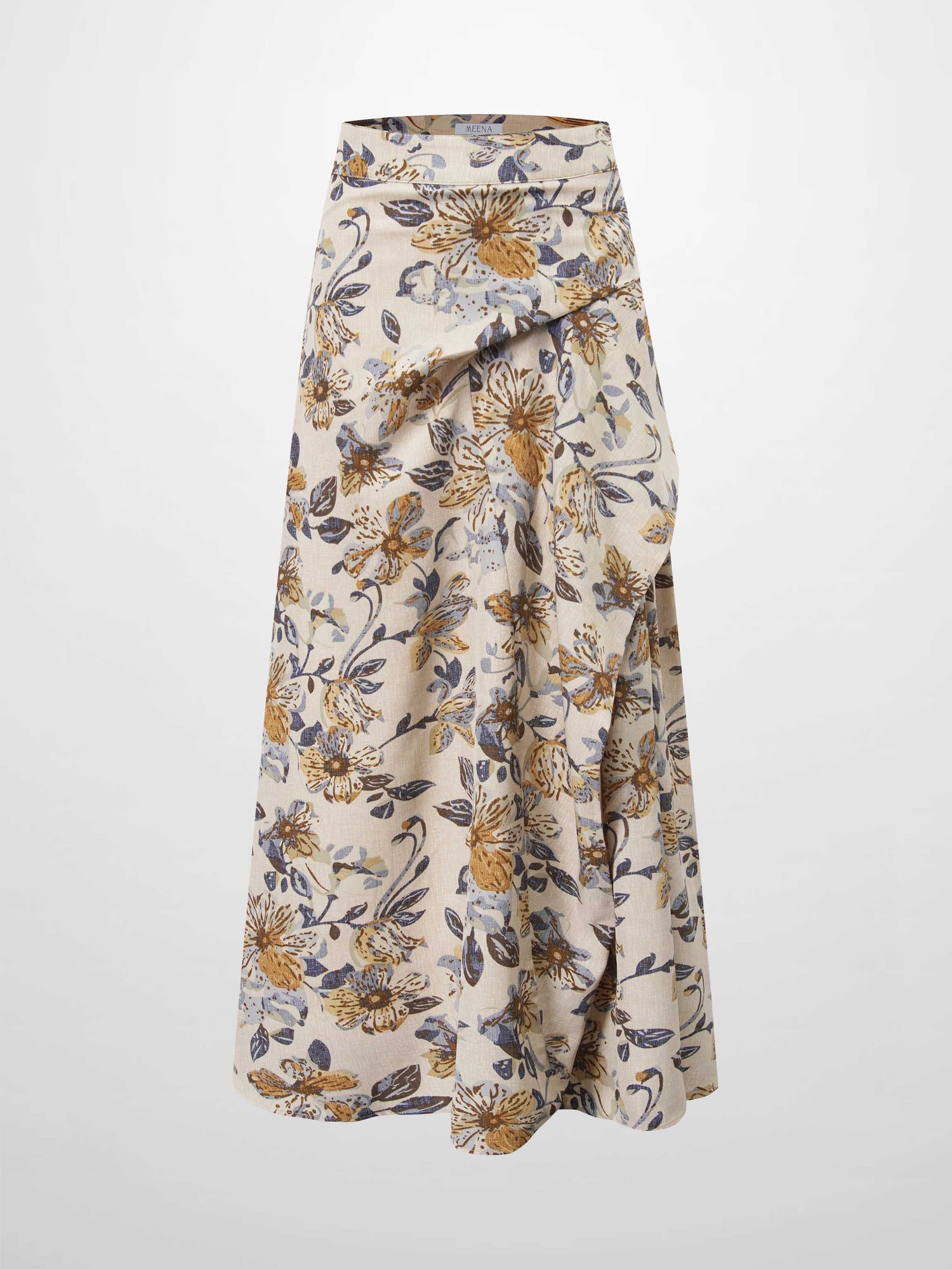 Gathered Overlay Skirt-Oatmeal Floral