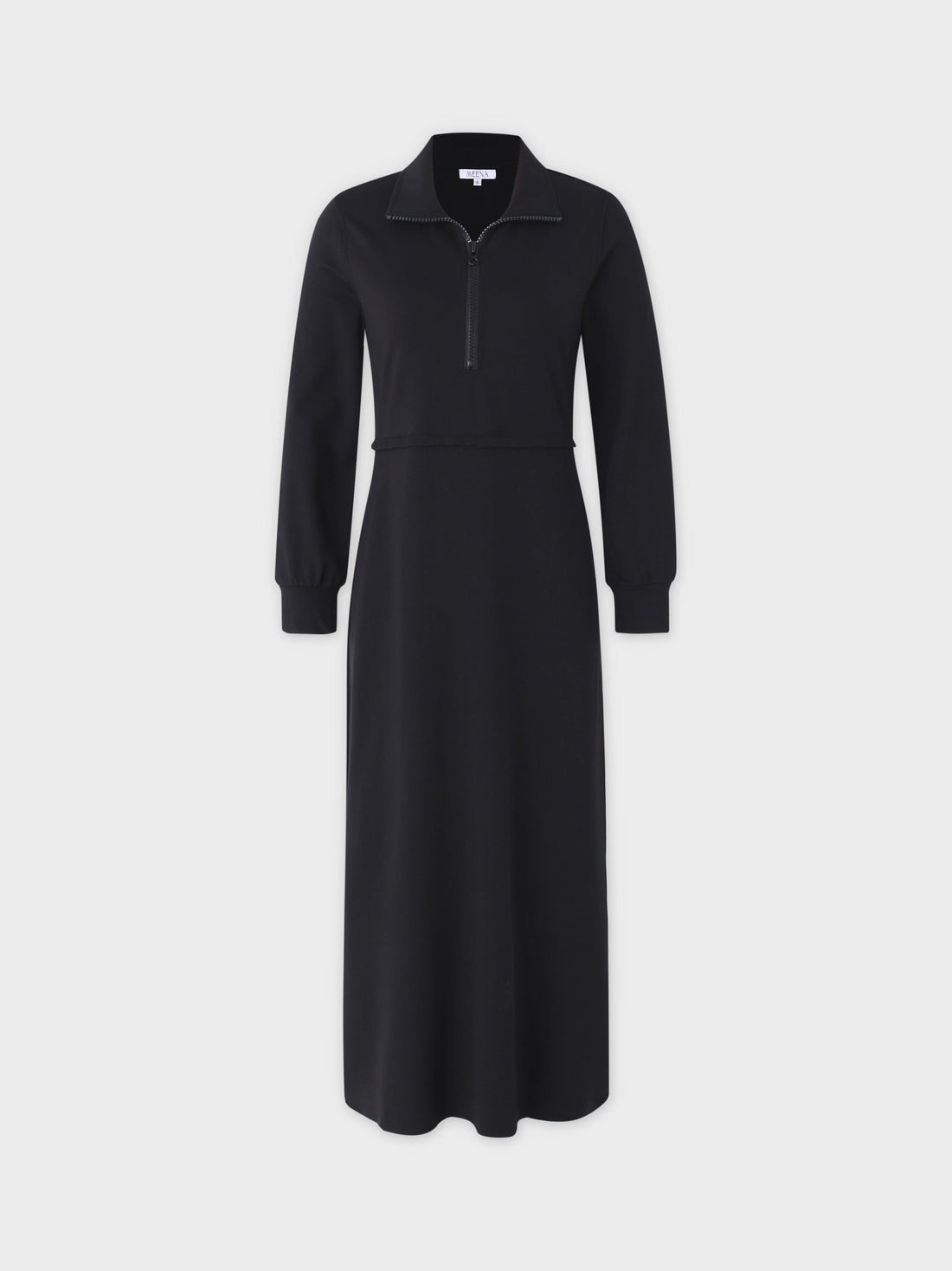 Half Zip Jersey Dress-Black