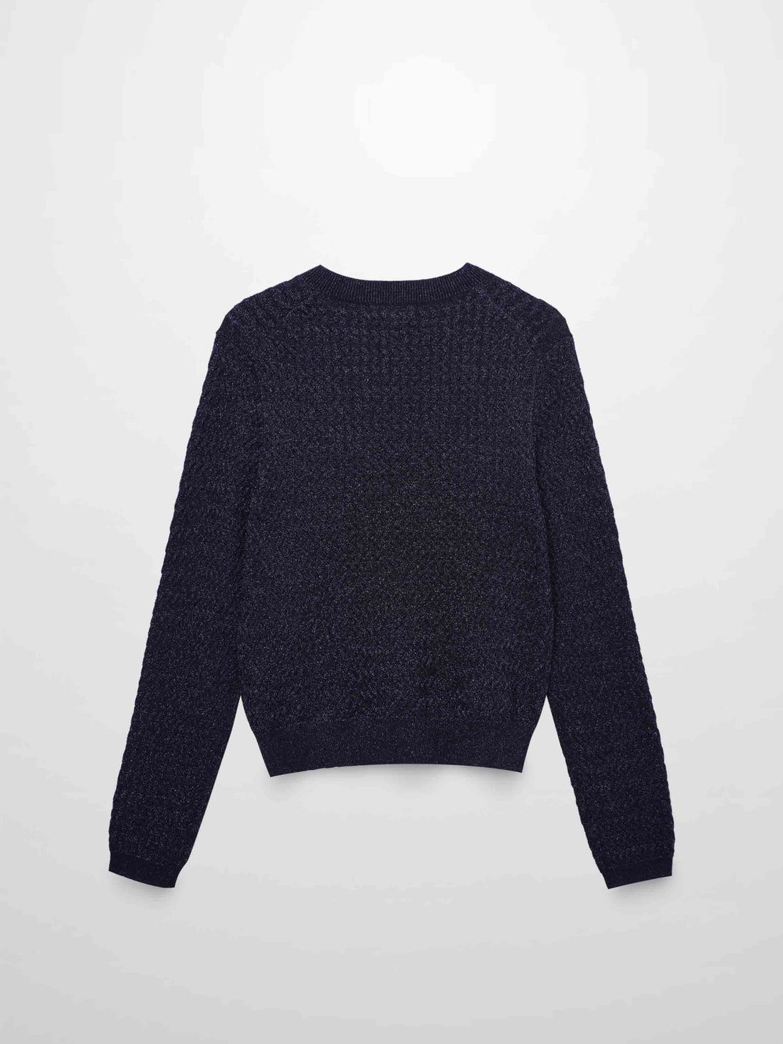 Textured Lurex Crew Sweater-Navy