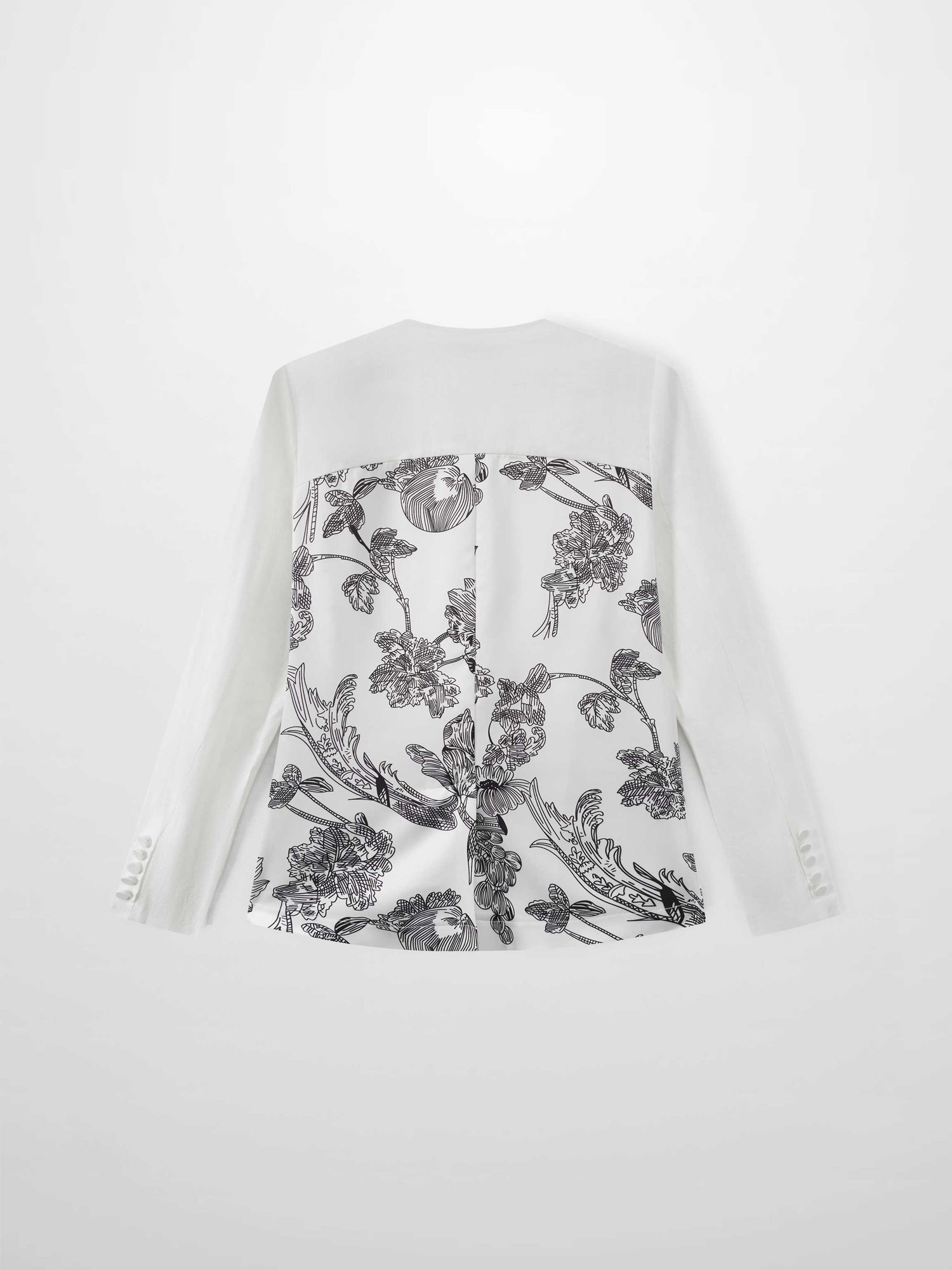 Silky Back Printed Blazer-White/Black