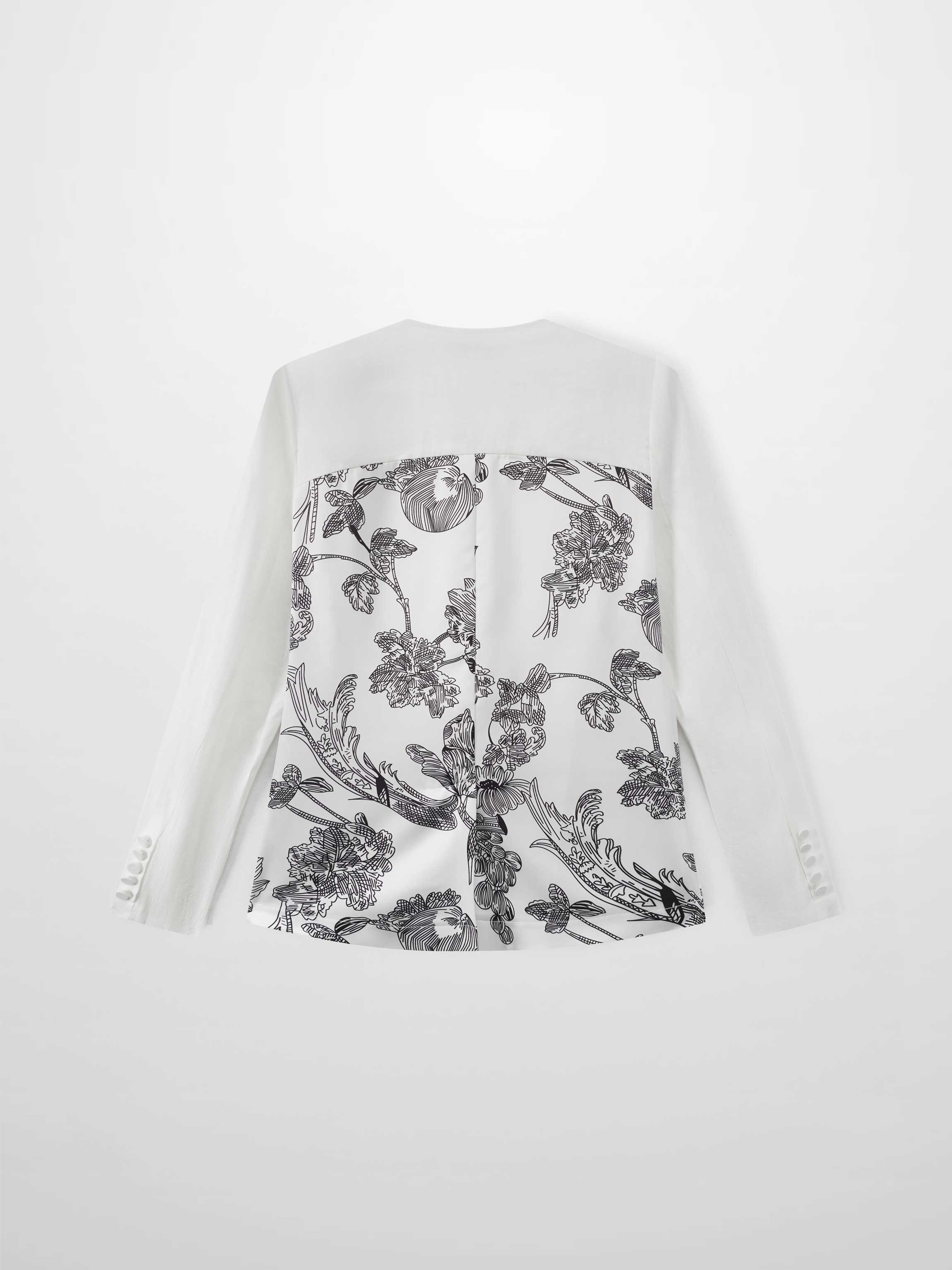 Silky Back Printed Blazer-White/Black