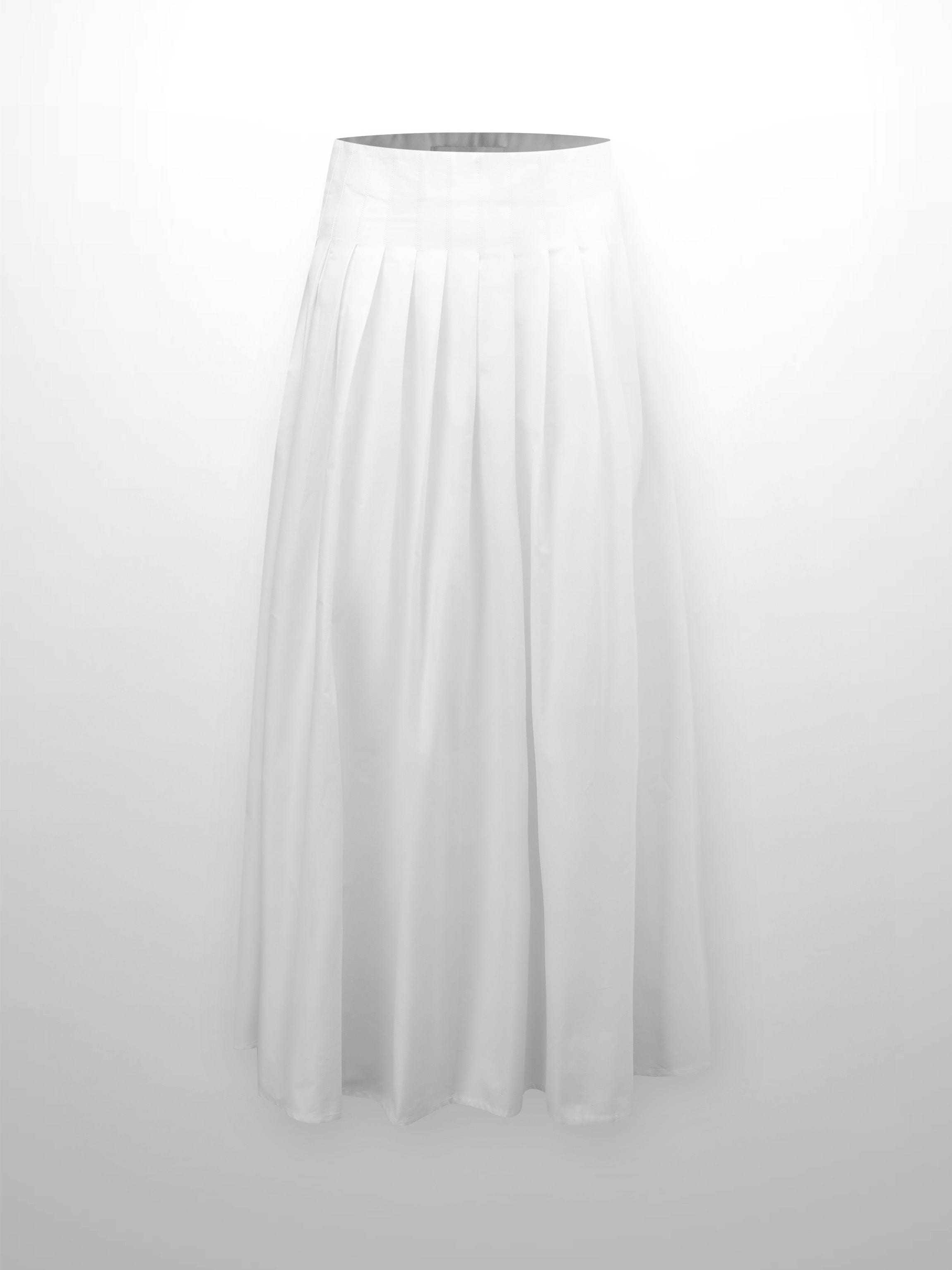 Full Pleated Skirt-White