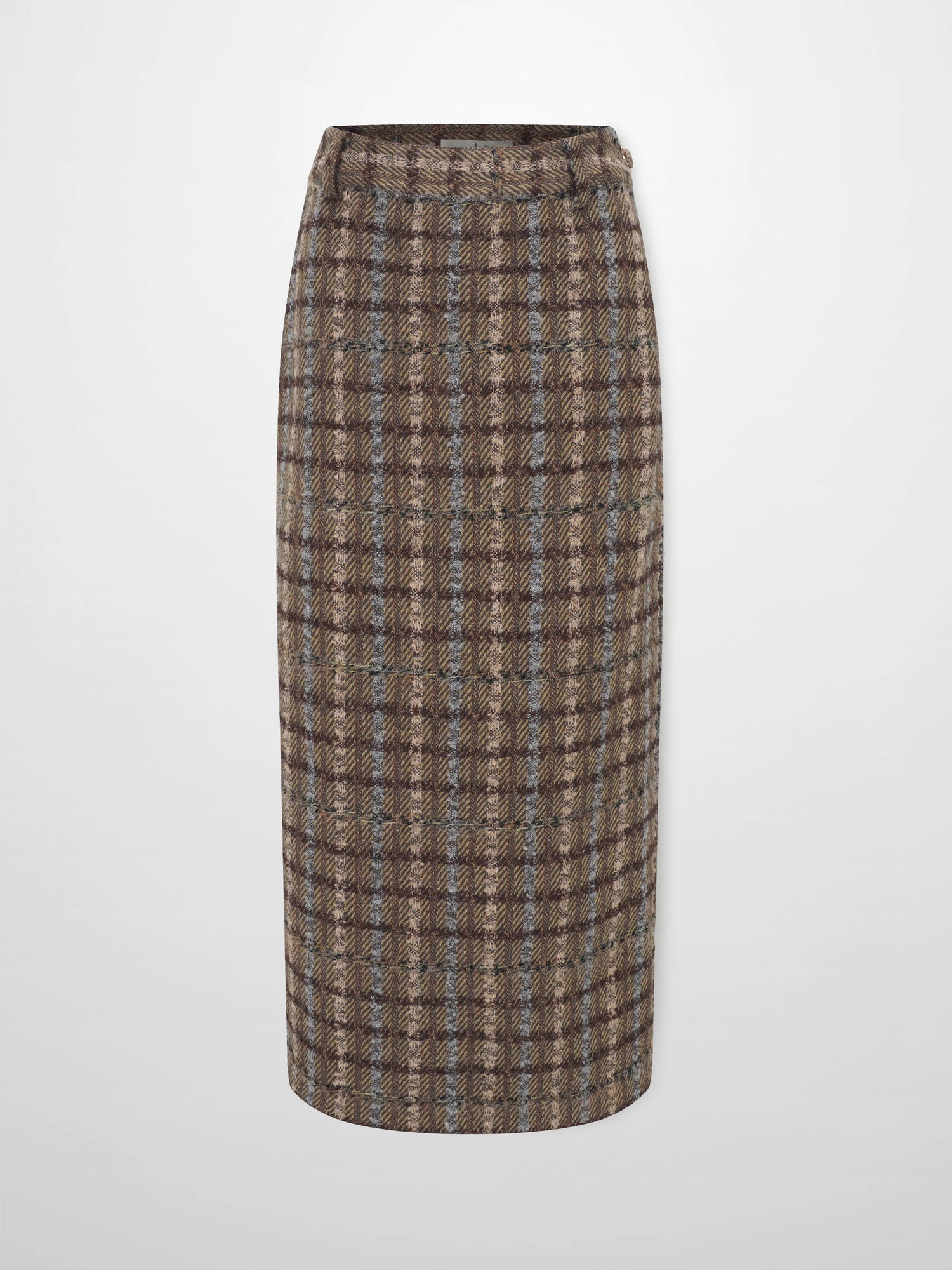 Straight Maxi Skirt - Camel Plaid