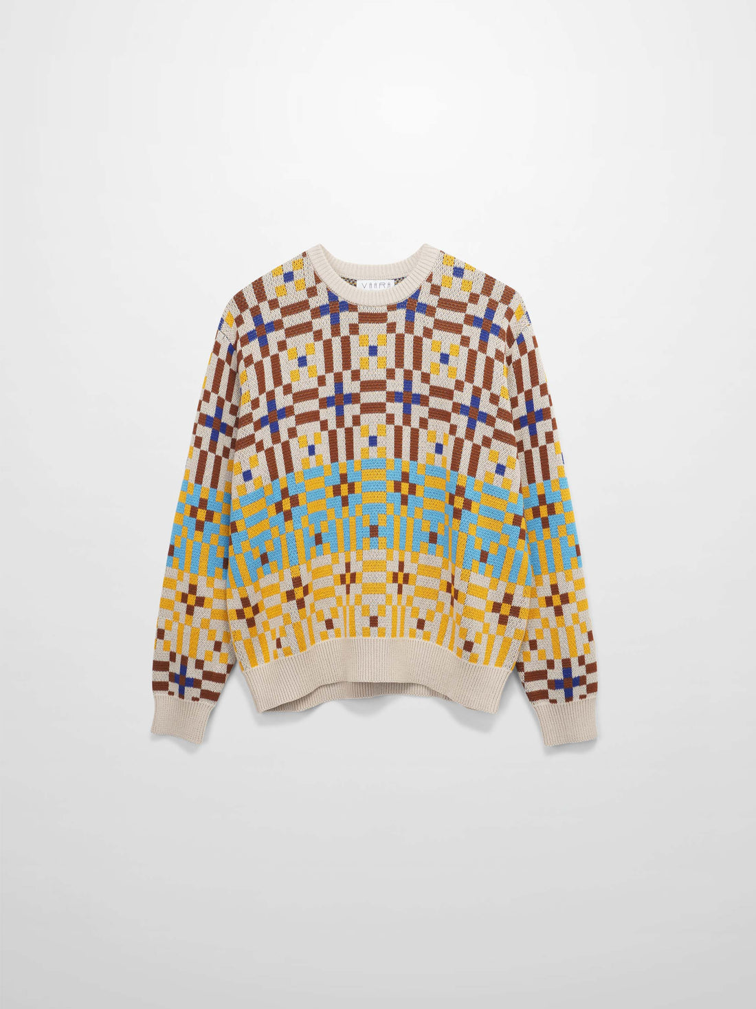 Geometric Design Sweater-Brown