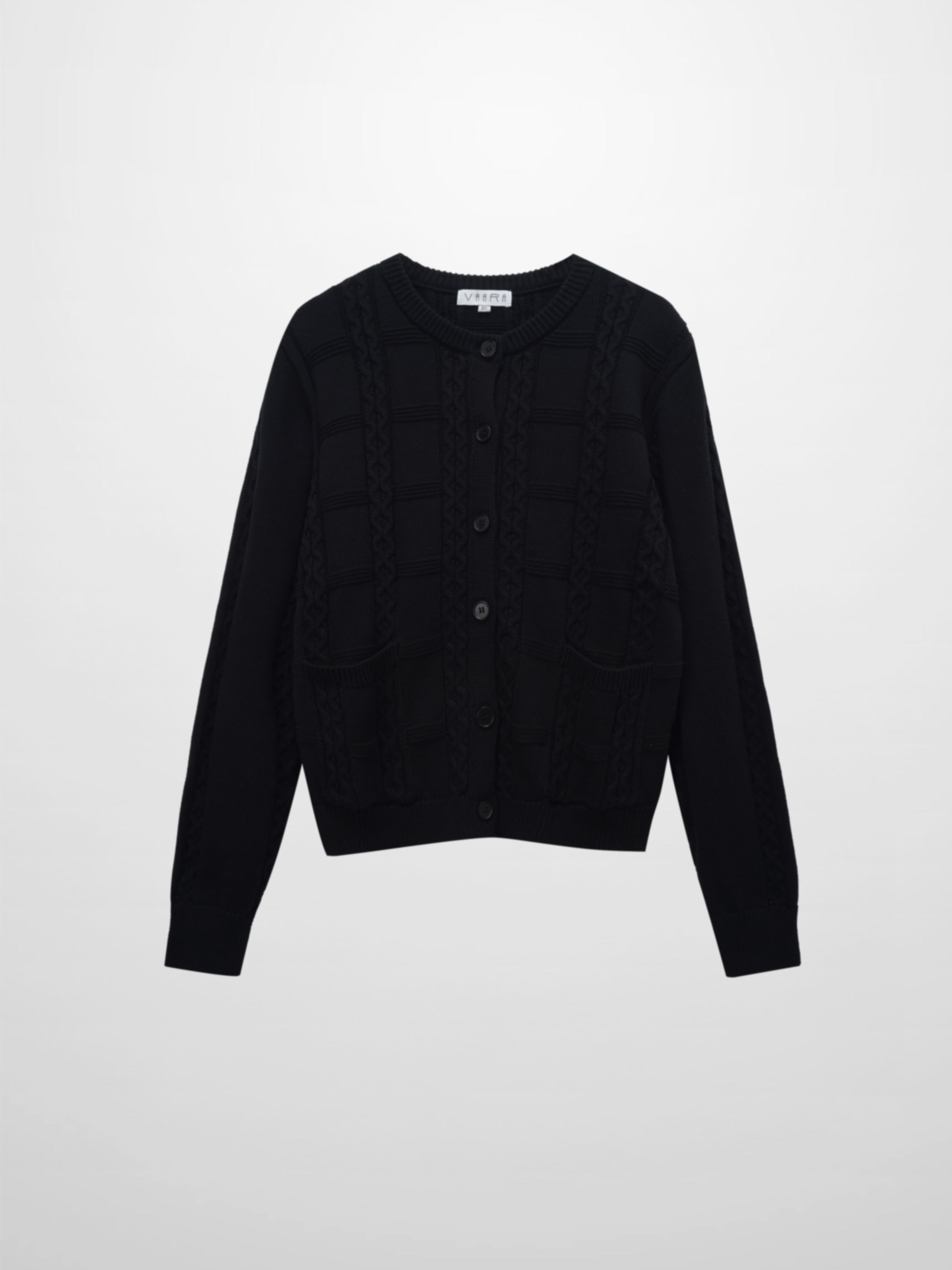Cable Design Cardigan-Black