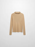 Knit Ribbed Turtleneck-Tan
