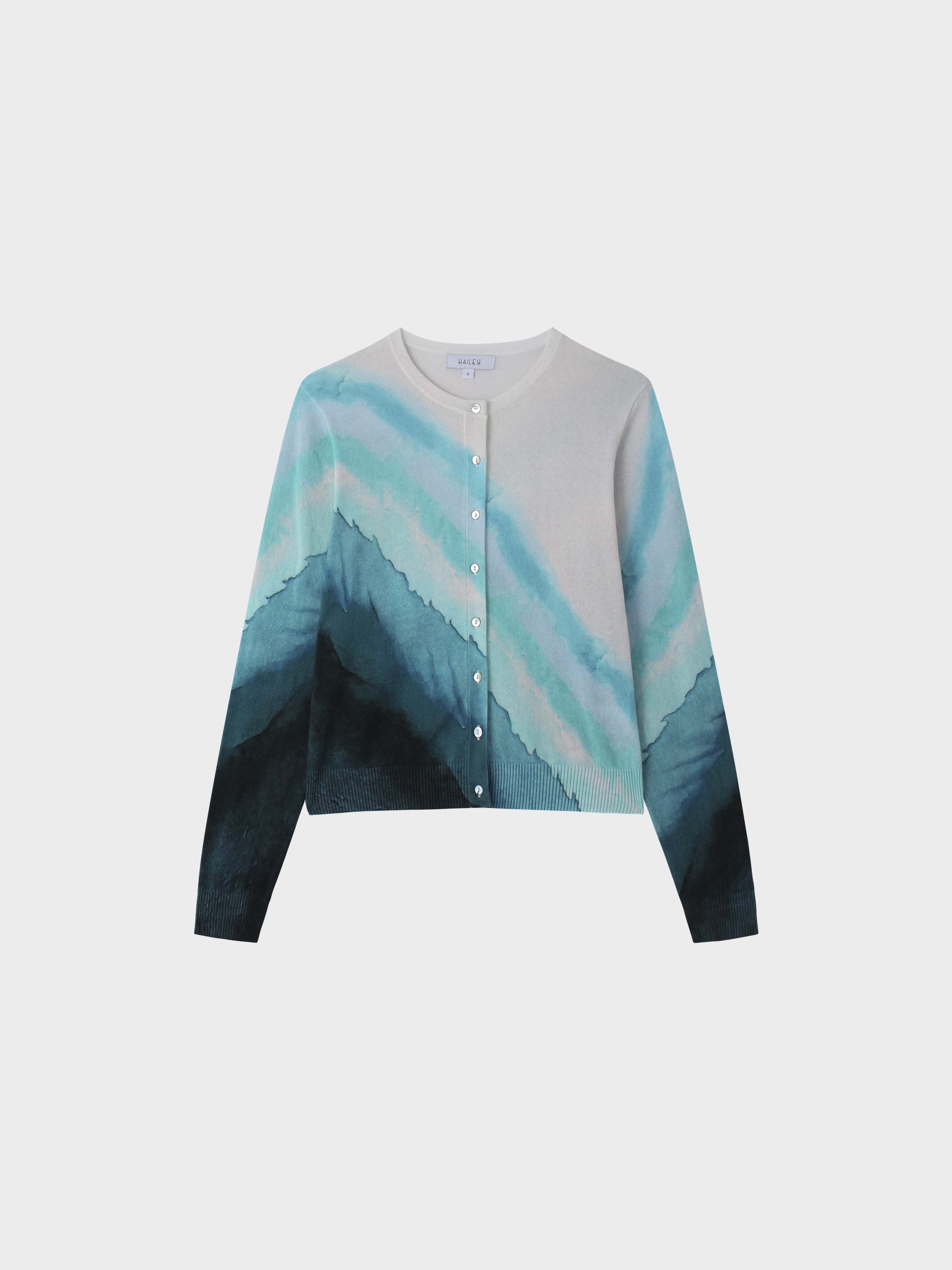 Printed Cardigan-Blue Ombre