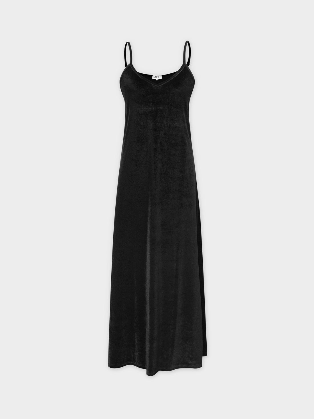 Velour Slip Dress - Black