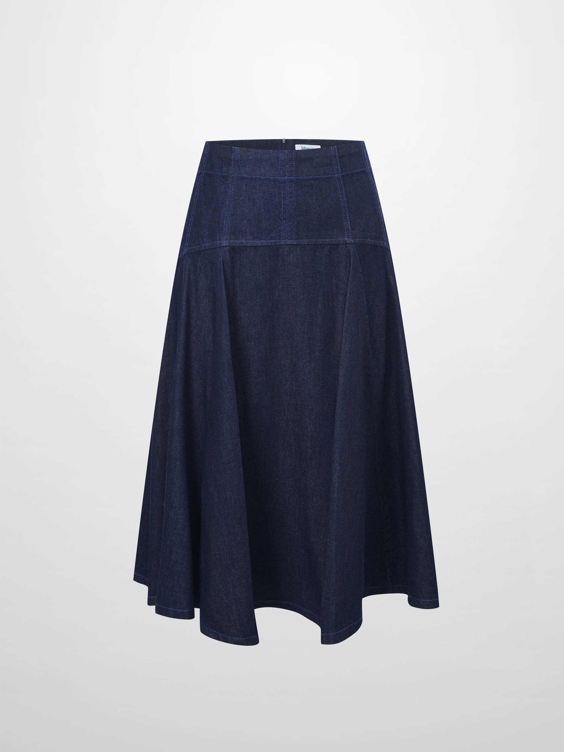 Yoke Denim Short Skirt-Blue