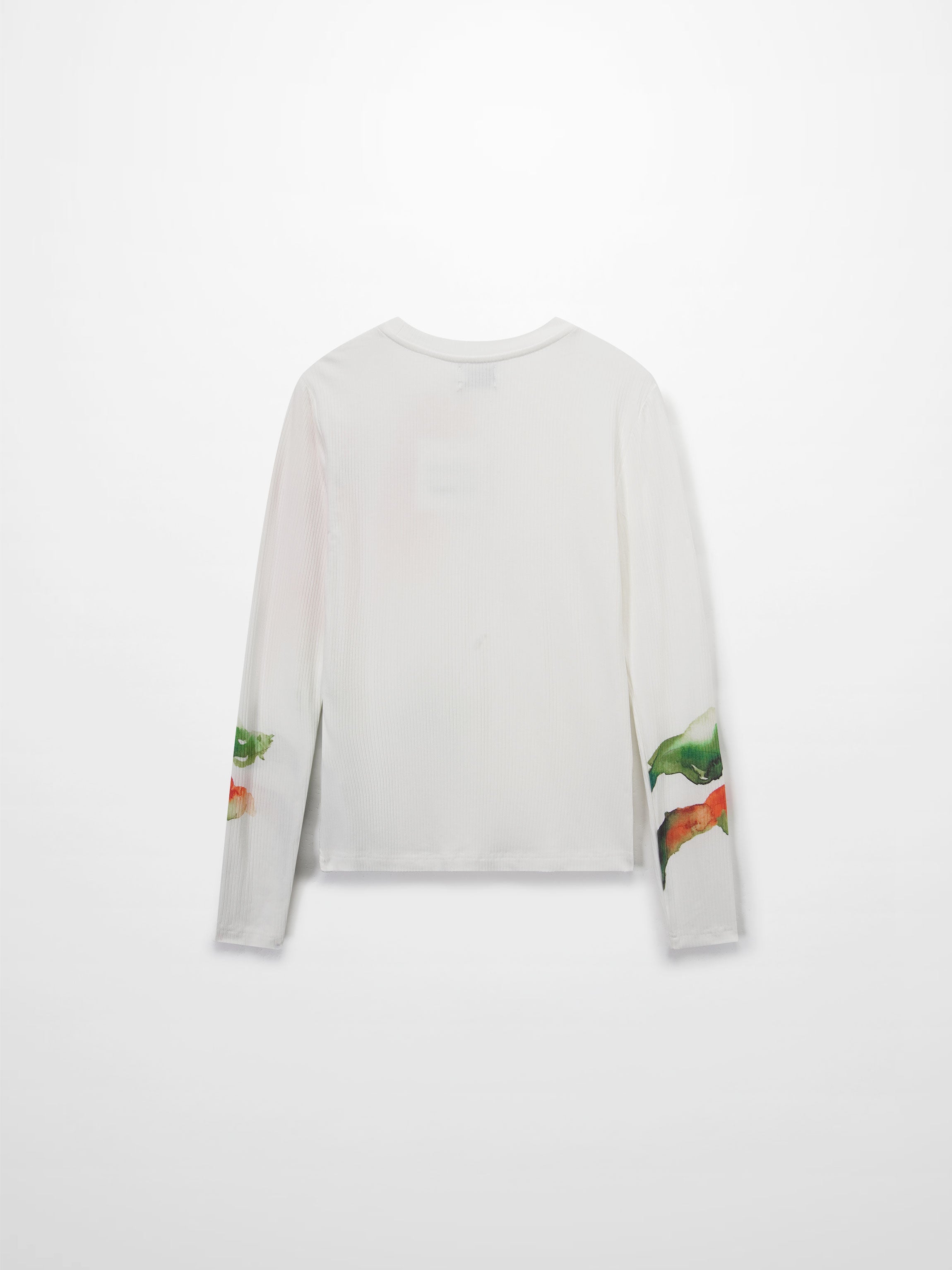 Printed Ribbed T-Shirts-White Flower Pop