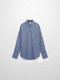 Striped Cotton Blouse-Blue Pinstripe