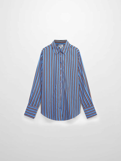 Striped Cotton Blouse-Blue Pinstripe
