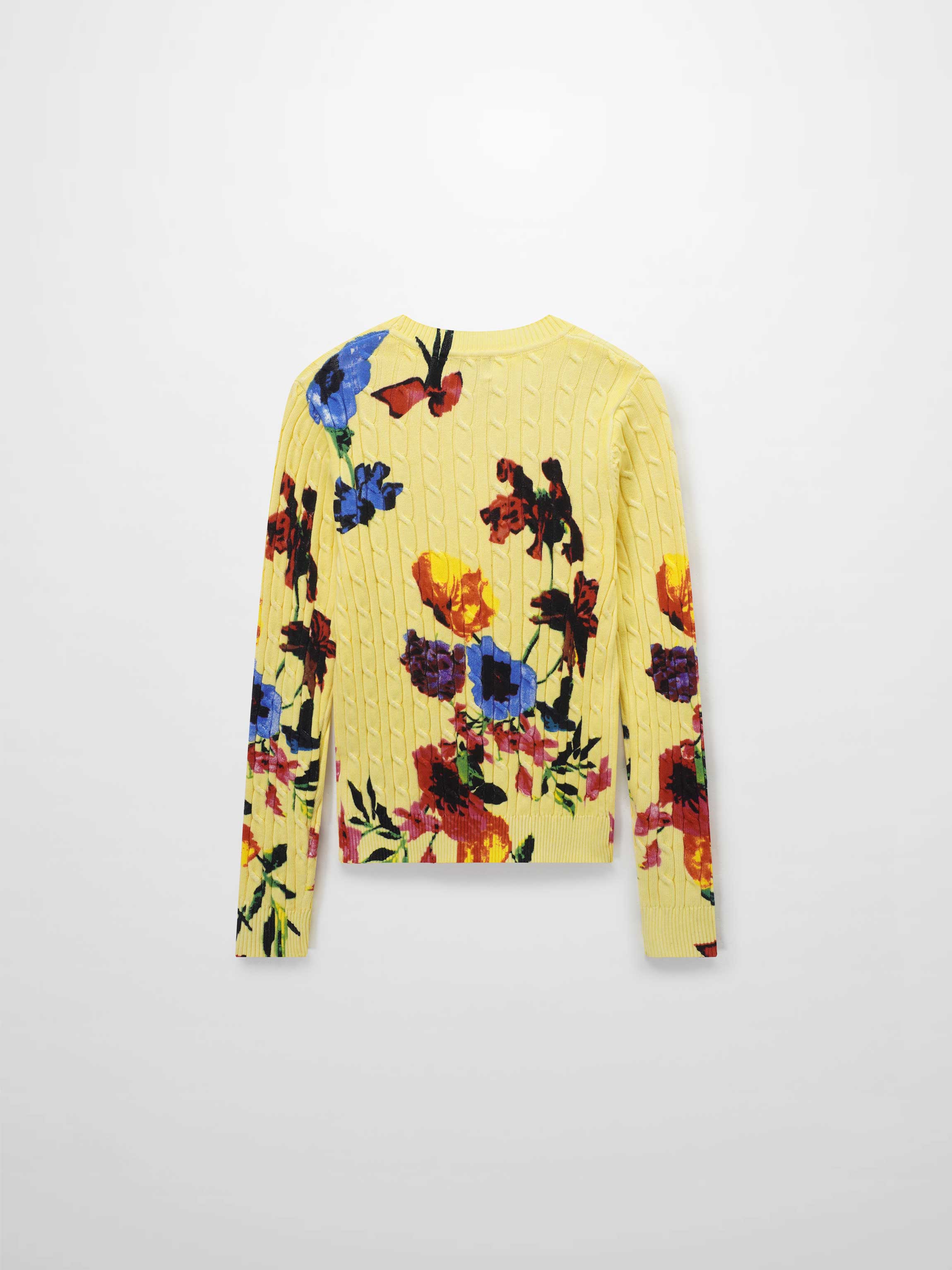 Printed Cable Sweater-Vibrant Floral
