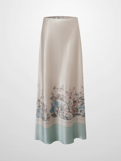 Print Slip Skirt-Floral Border