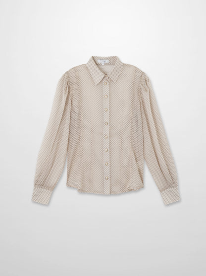 Princess Style Printed Blouse-Cream