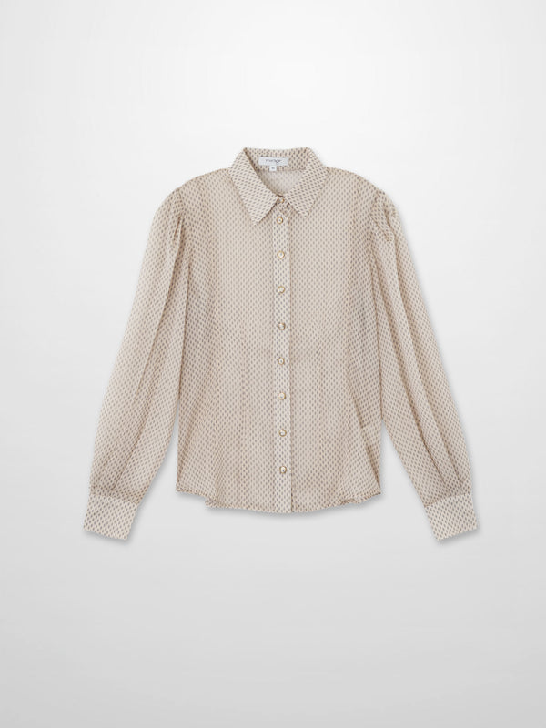 Princess Style Printed Blouse-Cream