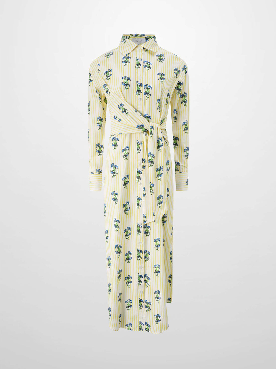 Side Tie Shirtdress-Floral Stripe