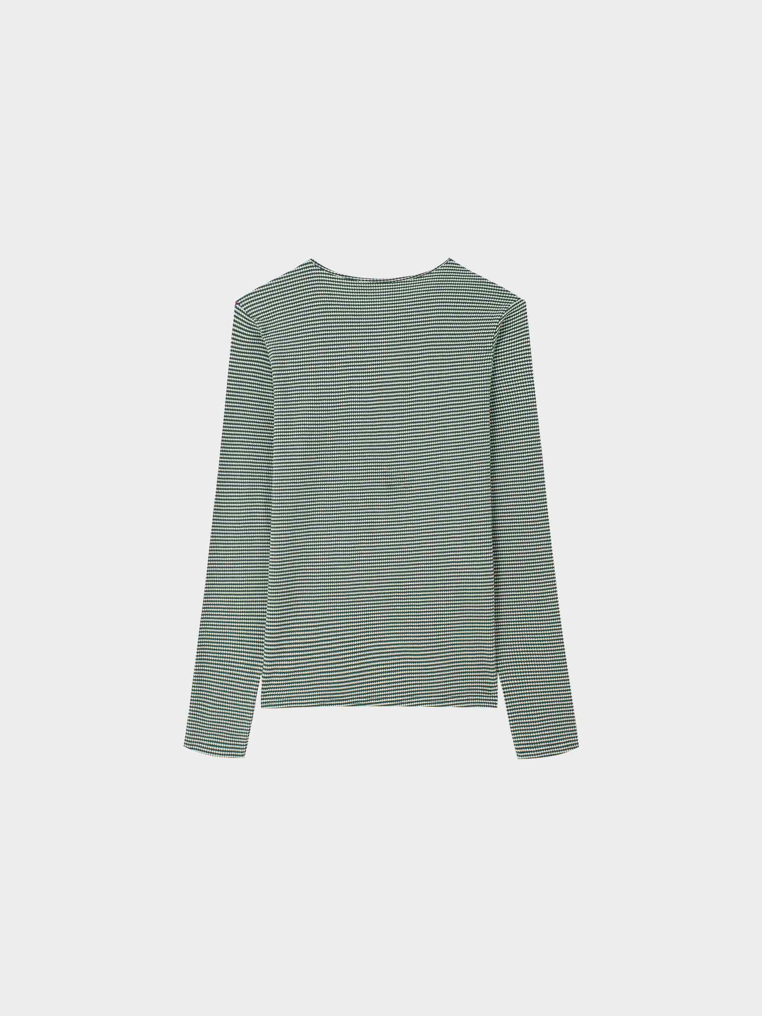 Waffle Striped Crew Tee-Green/White