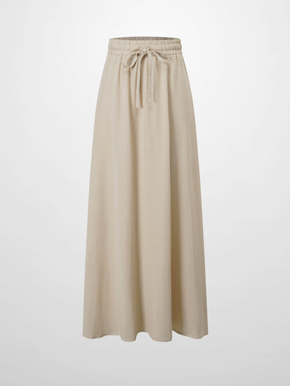 Drawstring Circle Skirt-Tan