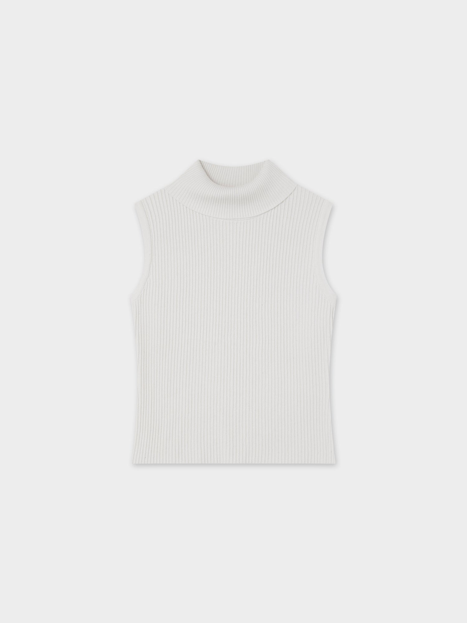 Sleeveless Ribbed Turtleneck-Ivory