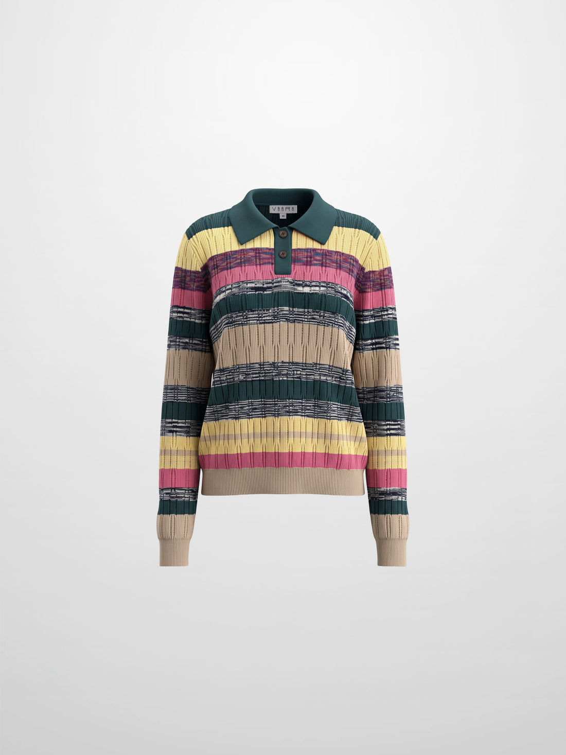 Striped Mixed Media Polo-Multi