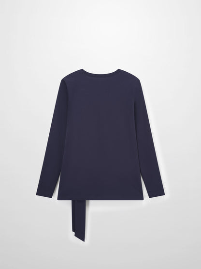 Side Tie T-Shirt-Navy