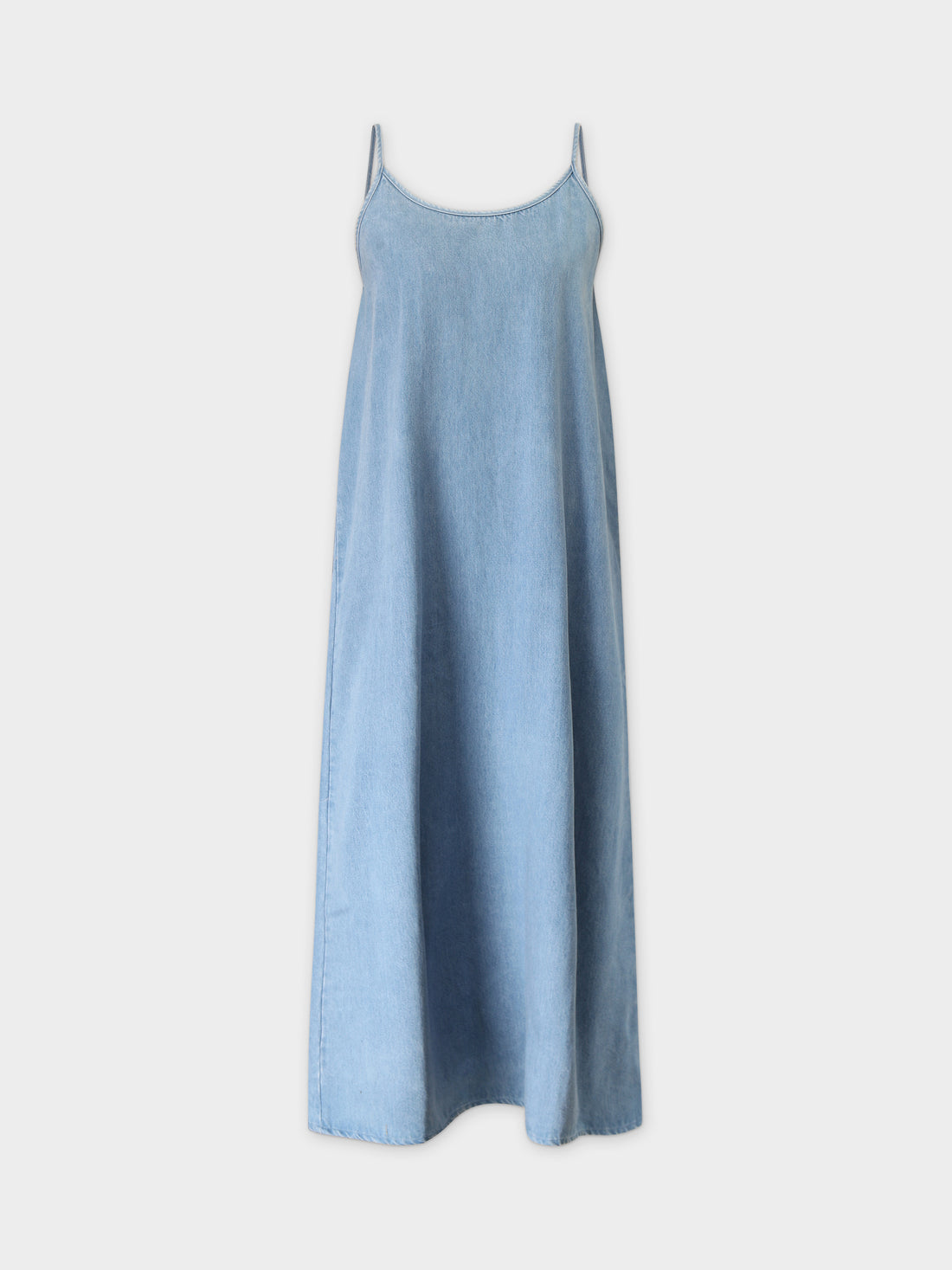 Vestido lencero con cuello redondo-Denim azul claro