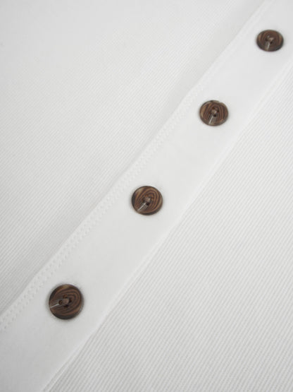 Ribbed Button Down Shirt-White