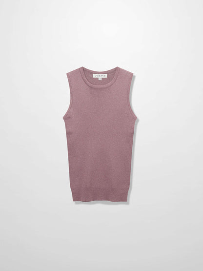 Lurex Sleeveless Sweater-Mauve