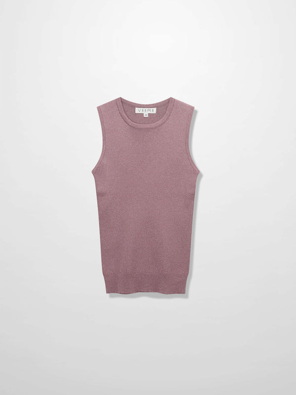 Lurex Sleeveless Sweater-Mauve