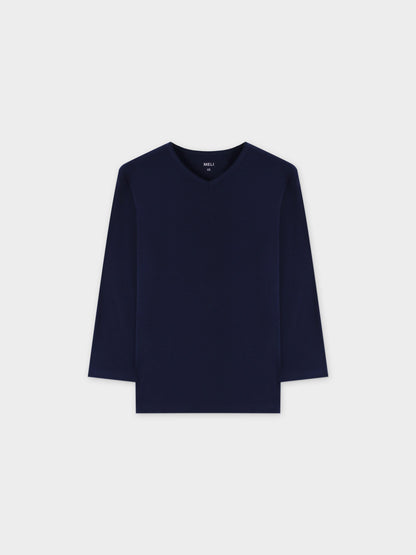 RIBBED HIGH V 3Q-NAVY
