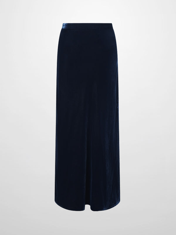 Velvet Flare Skirt-Grey/Blue