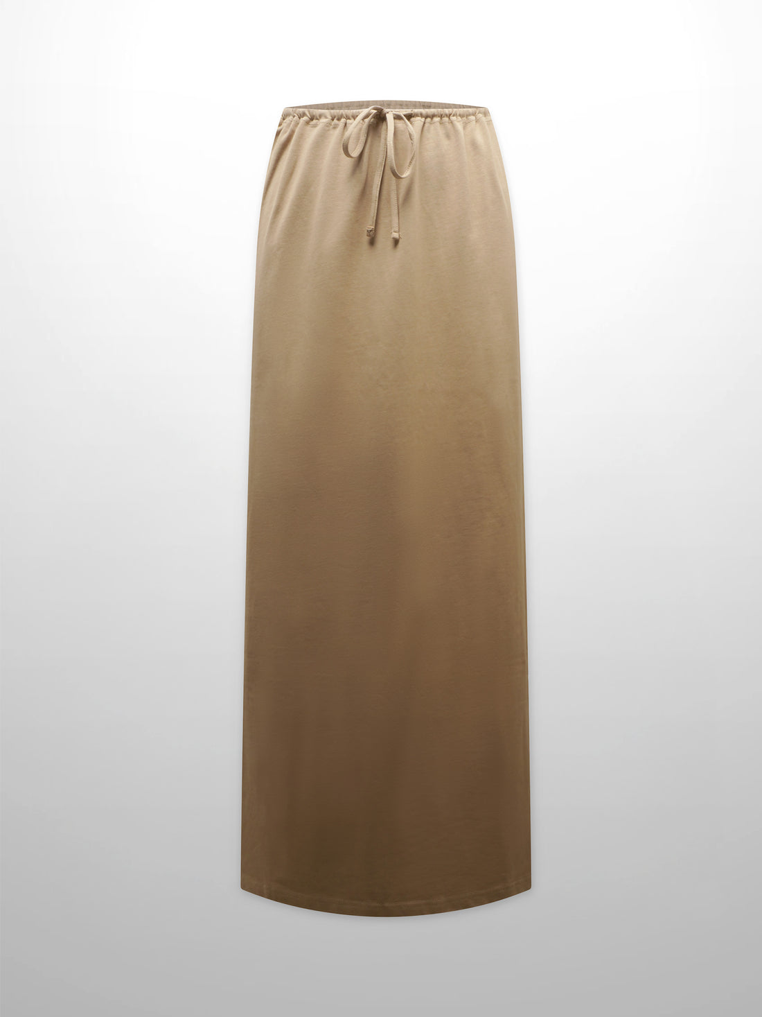 Straight Maxi Drawstring T-Shirt Skirt-Tan