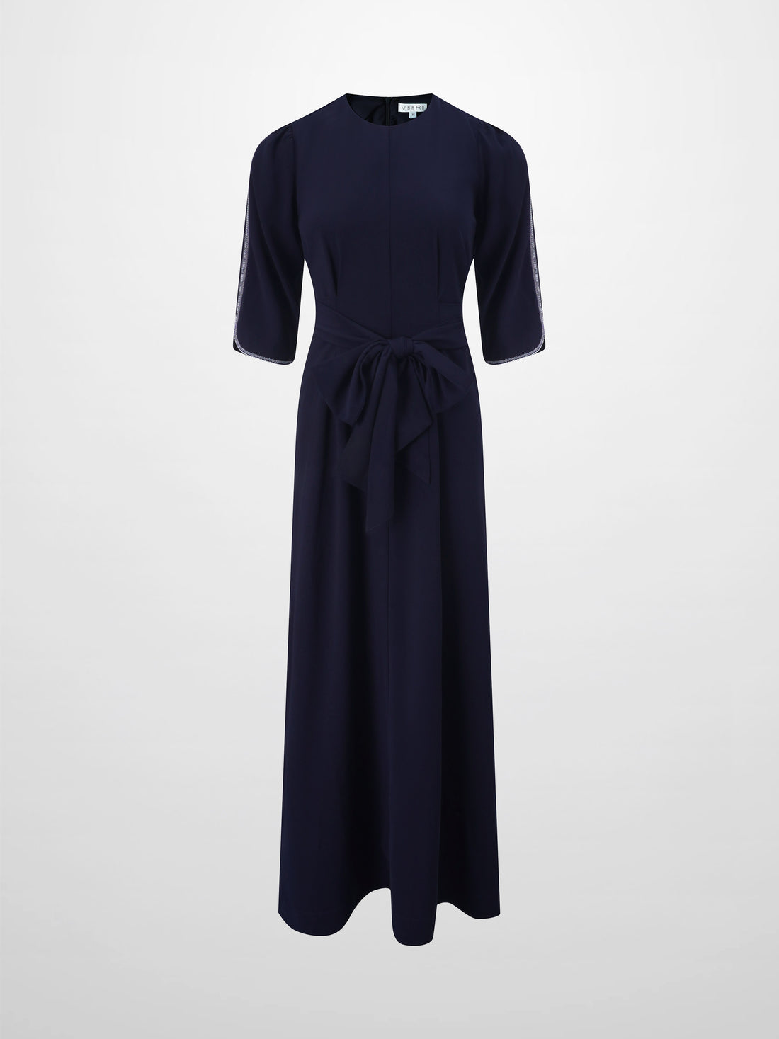 Tulip Sleeve Tie Back Dress-Navy
