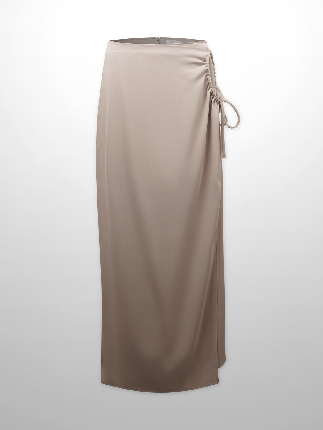 Ring Detail Faux Wrap Skirt-Tan