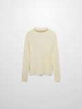 Lurex Ribbed Knit Turtleneck-Ivory