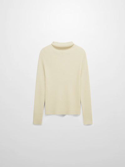 Lurex Ribbed Knit Turtleneck-Ivory