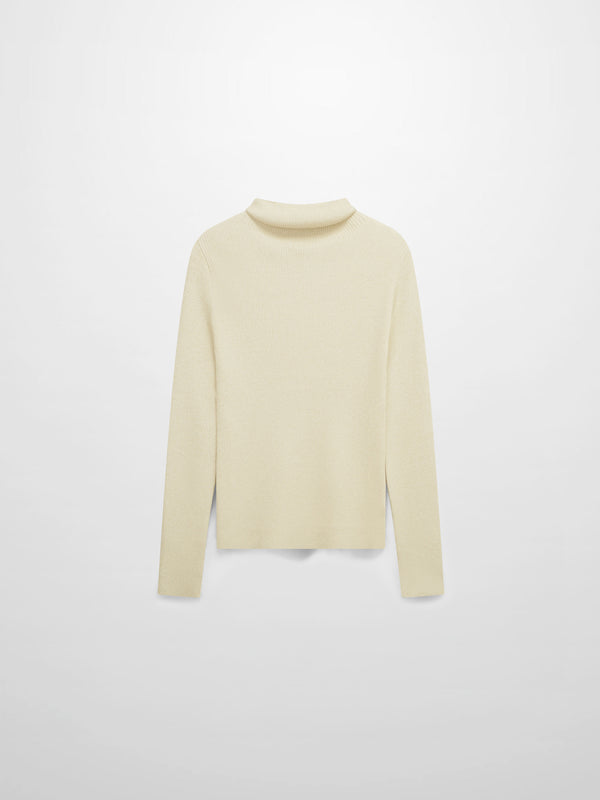 Lurex Ribbed Knit Turtleneck-Ivory