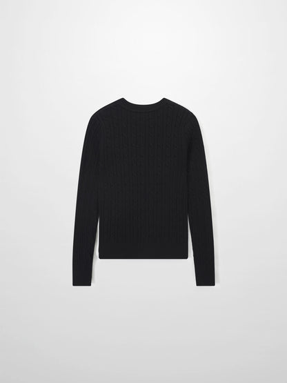 Logo Cable Sweater-Black/Hot Pink