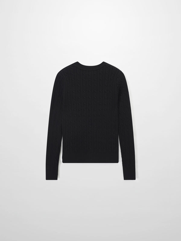 Logo Cable Sweater-Black/Hot Pink